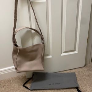 All Saints Stone Grey Leather Crossbody